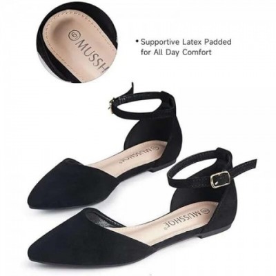 Women's Flat Shoes D'Orsay Leather Pointed Toe Ankle Strap Flats