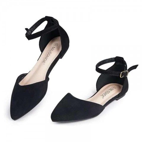 Women's Flat Shoes D'Orsay Leather Pointed Toe Ankle Strap Flats