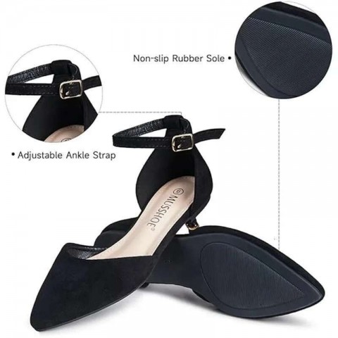 Women's Flat Shoes D'Orsay Leather Pointed Toe Ankle Strap Flats