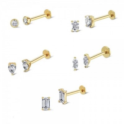 ESO Sterling Silver Zircon Stud Earrings for Women