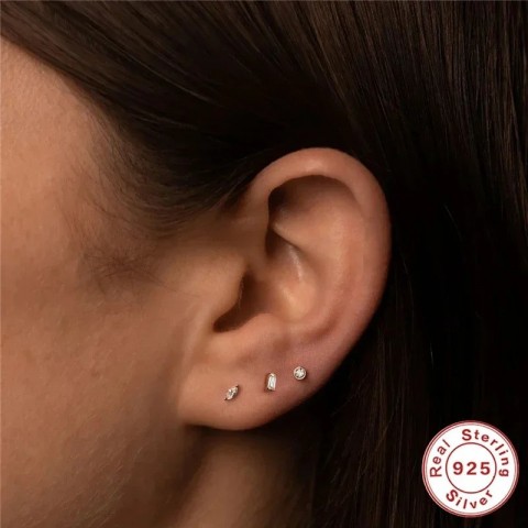 ESO Sterling Silver Zircon Stud Earrings for Women