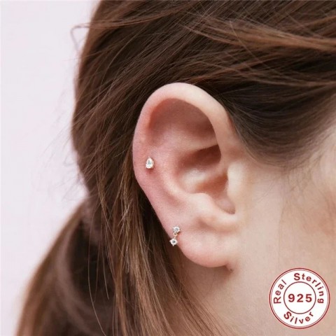 ESO Sterling Silver Zircon Stud Earrings for Women