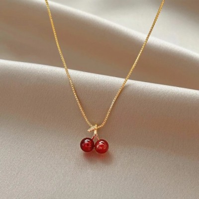 Stainless Steel Cherry Gold Personalized Pendant Necklace for Women