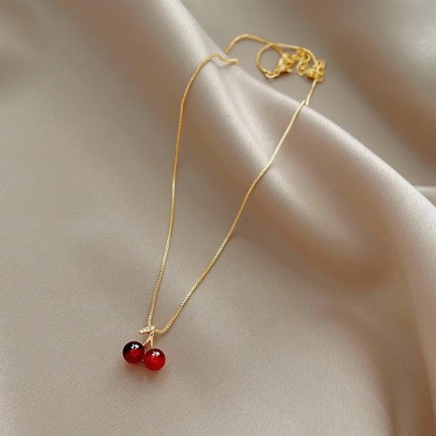 Stainless Steel Cherry Gold Personalized Pendant Necklace for Women