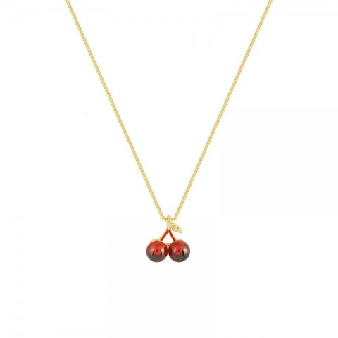 Stainless Steel Cherry Gold Personalized Pendant Necklace for Women