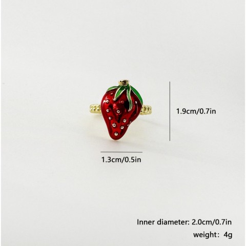 Trendy Women's Adjustable Fruit Charm Diamond Plated Band Ring for Wedding Party