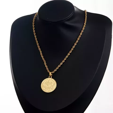 Turkish Gold Coin Necklace for Women, Arabic Totem Jewelry Gift