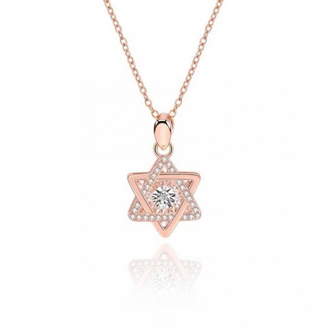 SDA Elegant Women's 14K Rose Gold Plated Star of David Pendant Necklace