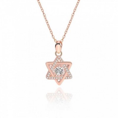 SDA Elegant Women's 14K Rose Gold Plated Star of David Pendant Necklace