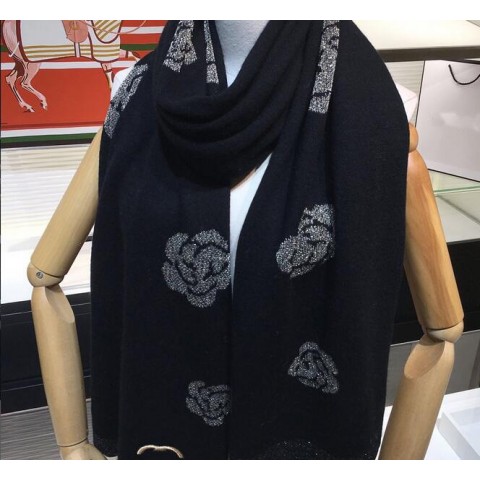 High Quality Pashmina Cashmere Flower Embroidery Scarves for Women
