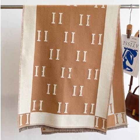 All-match Simple Letter Double-Sided Warm Cashmere Scarf for Women