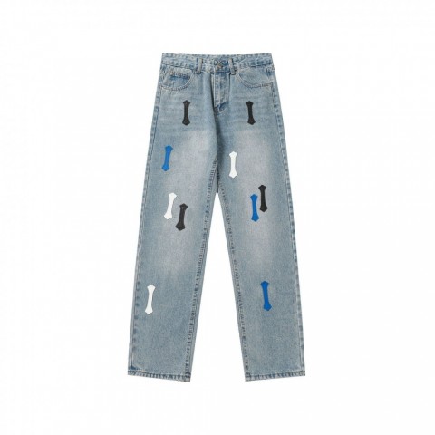 High-Quality Trendy Unisex Cross Design Jeans for Men