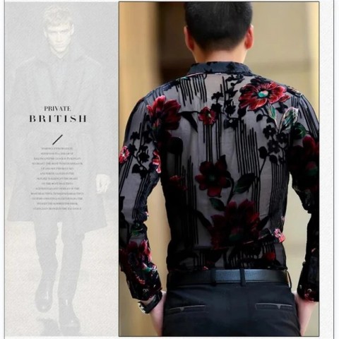 Elegant Acetate V-Neck Men's Dress Shirt for Daily Casual Wear