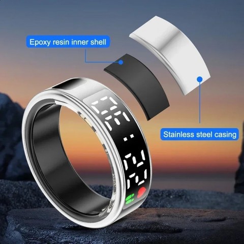 Smart Waterproof Heart Rate Monitor Ring for Men and Women - Multi-Function Fitness Tracker