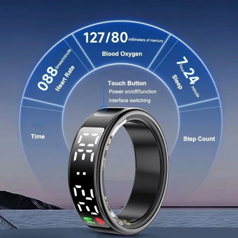 Smart Waterproof Heart Rate Monitor Ring for Men and Women - Multi-Function Fitness Tracker
