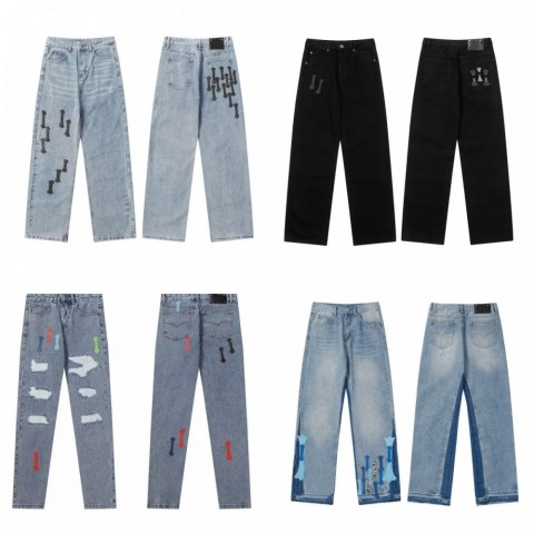 High-Quality Trendy Unisex Cross Design Jeans for Men