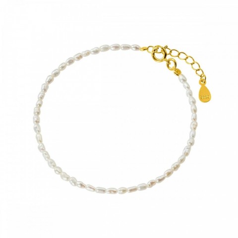 Elegant 3-4mm Freshwater Pearl Beaded Bracelet for Women in 925 Silver Chain