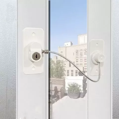 Plastic Safety Window Lock with Key for Sliding Doors & Cabinets - Unisex