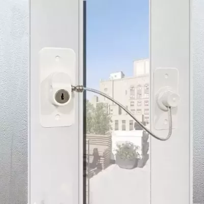 Plastic Safety Window Lock with Key for Sliding Doors & Cabinets - Unisex