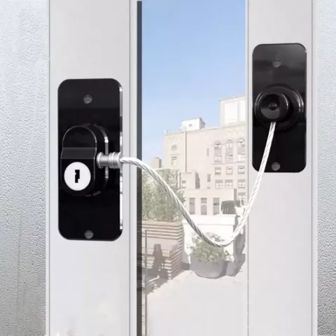 Plastic Safety Window Lock with Key for Sliding Doors & Cabinets - Unisex