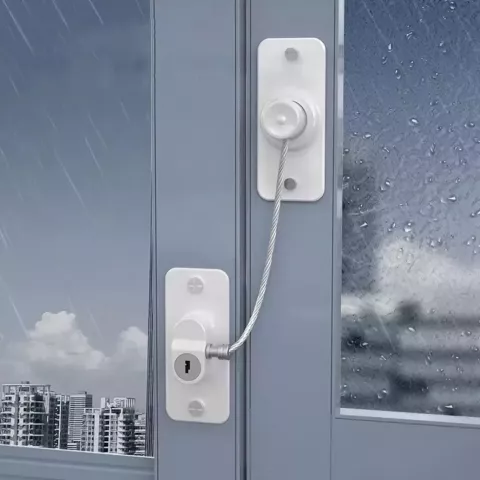 Plastic Safety Window Lock with Key for Sliding Doors & Cabinets - Unisex