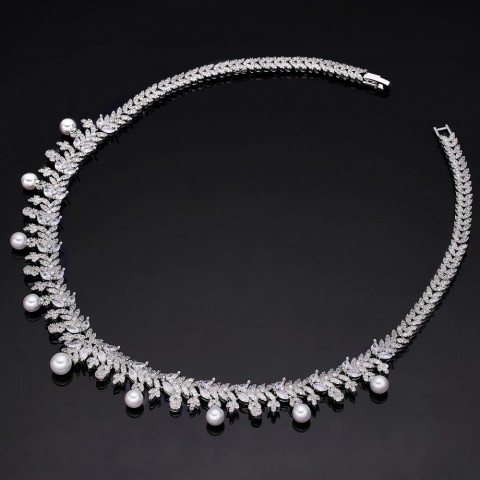 Cubic Zirconia Pearl Jewelry Set - Women's Wedding Bridal Gift 250320