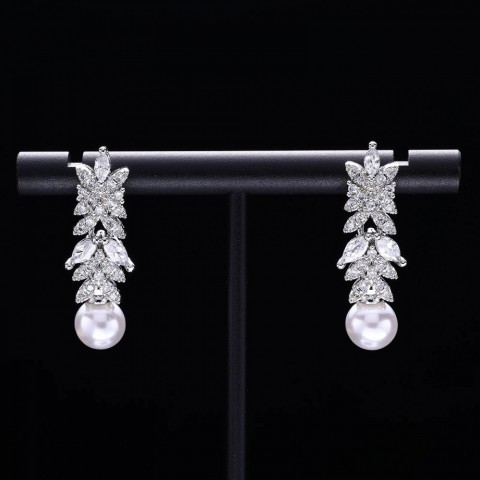 Cubic Zirconia Pearl Jewelry Set - Women's Wedding Bridal Gift 250320