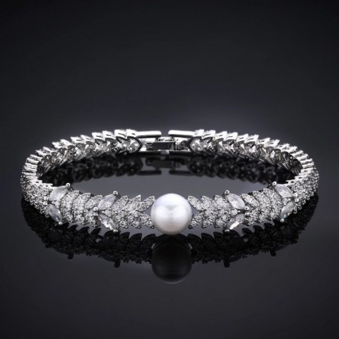 Cubic Zirconia Pearl Jewelry Set - Women's Wedding Bridal Gift 250320