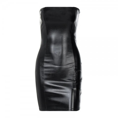Women's Sexy Black Party Mini Dress in PU Leather