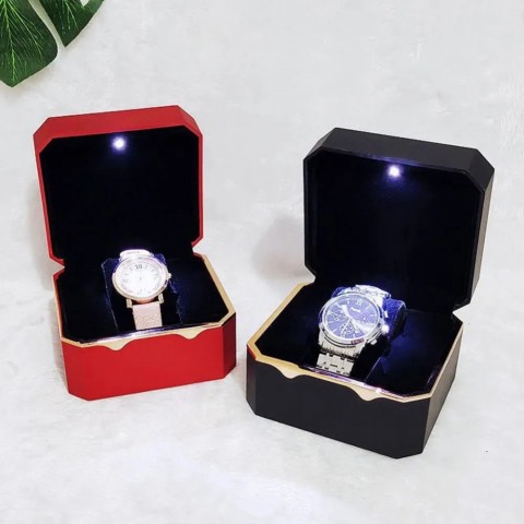 Luxury Single Watch Box with Soft Flannel Interior and LED Light Display