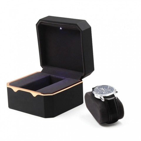 Luxury Single Watch Box with Soft Flannel Interior and LED Light Display