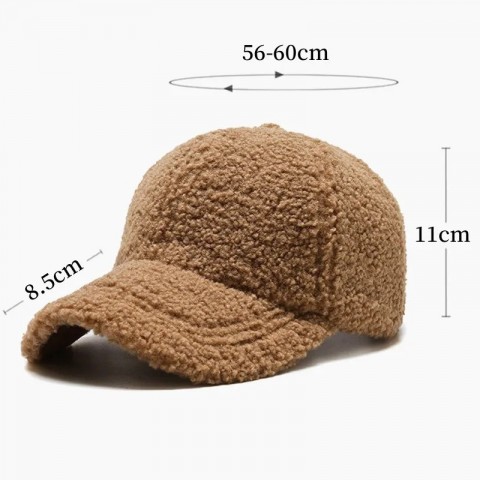 Winter Warm Plush Artificial Lamb Wool Ball Cap for Men and Women
