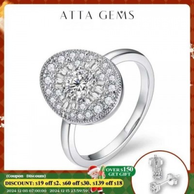 ATTAGEMS Solitaire Moissanite Ring for Women - White Gold Plated Engagement Jewelry