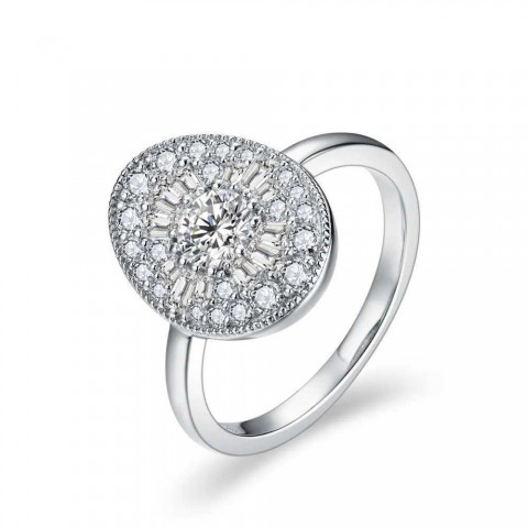 ATTAGEMS Solitaire Moissanite Ring for Women - White Gold Plated Engagement Jewelry