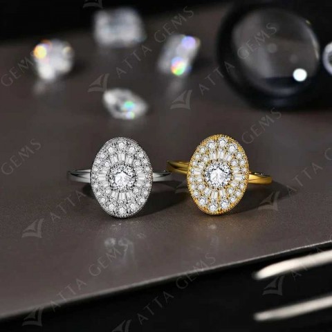 ATTAGEMS Solitaire Moissanite Ring for Women - White Gold Plated Engagement Jewelry
