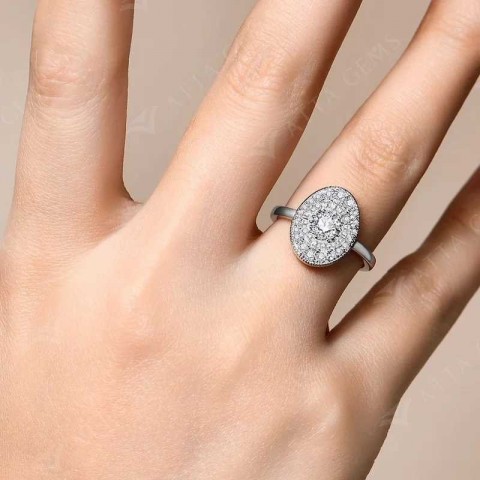 ATTAGEMS Solitaire Moissanite Ring for Women - White Gold Plated Engagement Jewelry