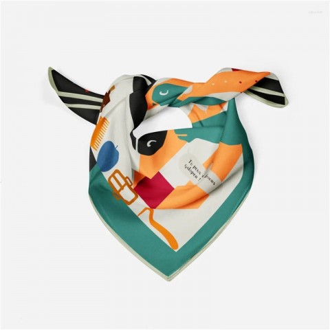 Luxury Twill Silk Scarves for Women with Horse Head Painting - 53CM Square Wraps