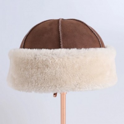 Unisex Premium Genuine Sheepskin Leather Beanie Hat - Warm Soft Fur Winter Cap