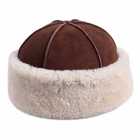 Unisex Premium Genuine Sheepskin Leather Beanie Hat - Warm Soft Fur Winter Cap