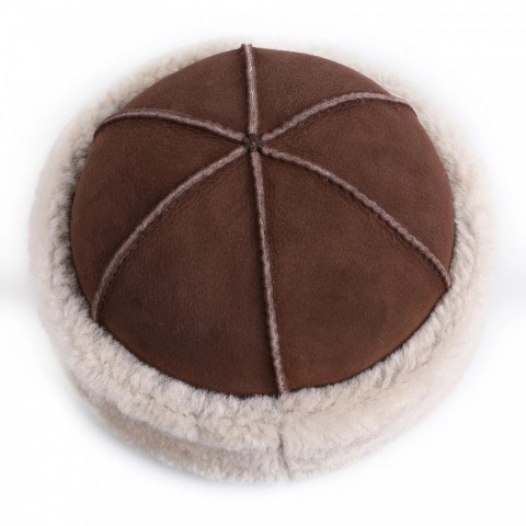 Unisex Premium Genuine Sheepskin Leather Beanie Hat - Warm Soft Fur Winter Cap