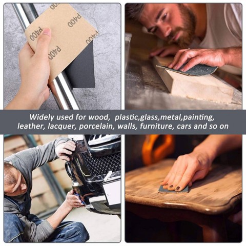 High Grit Wet & Dry Sandpaper Set, 240-3000 Grit for Wood & Metal Finishing