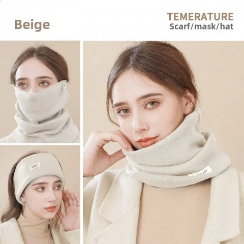 Elegant Women's Winter Anti-cold Knitted Scarf & Face Mask for Outdoor Activities 241230