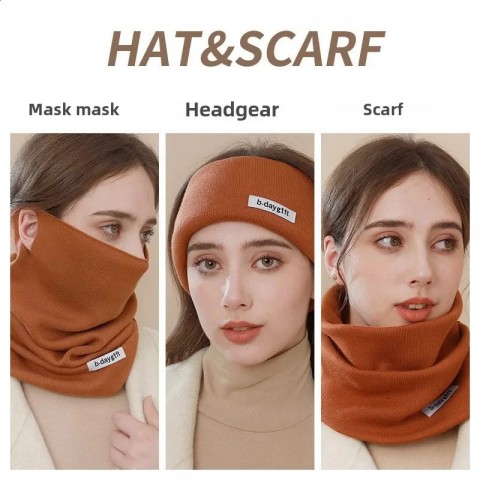 Elegant Women's Winter Anti-cold Knitted Scarf & Face Mask for Outdoor Activities 241230