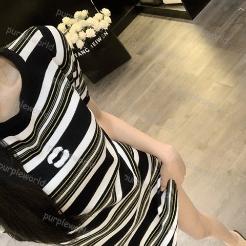 Classic Vintage Striped Short Sleeve T-Shirt with Alphabet Embroidery for Women