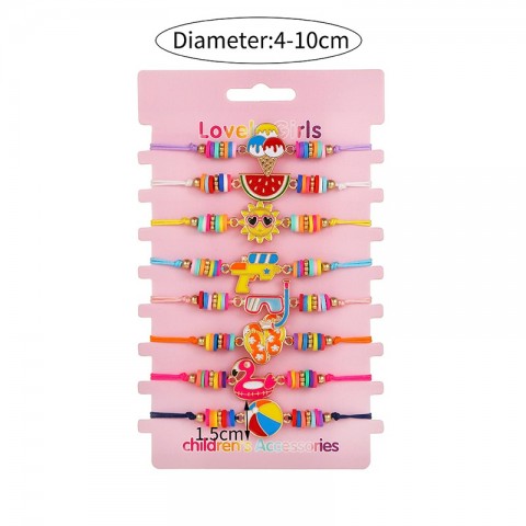 8 Pack Adjustable Fruit Themed Bracelets for Girls