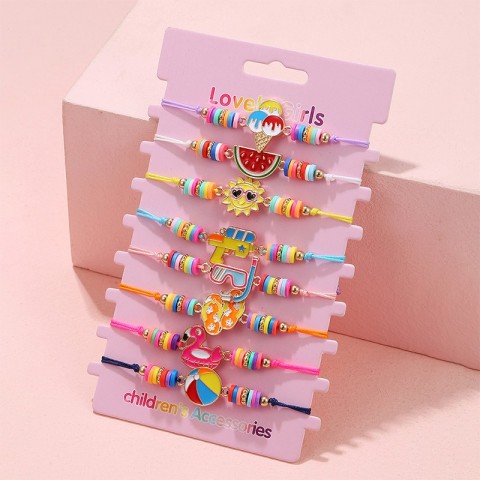 8 Pack Adjustable Fruit Themed Bracelets for Girls