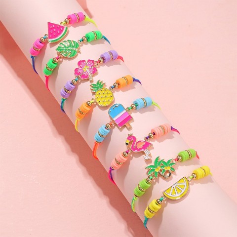 8 Pack Adjustable Fruit Themed Bracelets for Girls