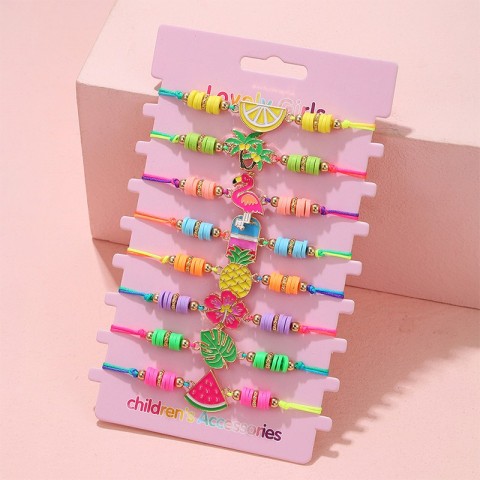 8 Pack Adjustable Fruit Themed Bracelets for Girls