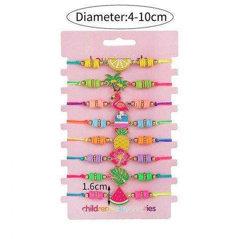 8 Pack Adjustable Fruit Themed Bracelets for Girls