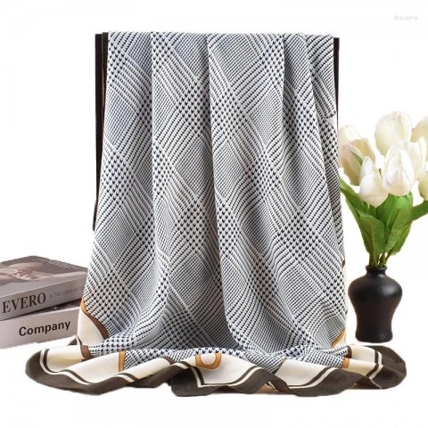 Elegant Fashion Thousand Bird Grid Print Scarf for Women, Versatile Neck & Wrap Shawl